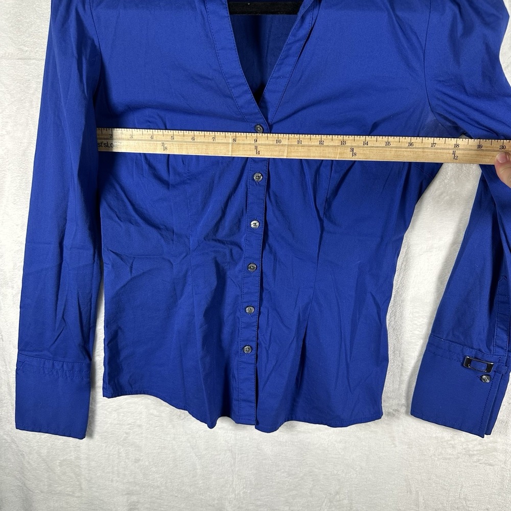 Express Button Up Blouse. Women's S. Royal Blue. V-Neck. Cuff Detail. - Picture 4 of 8